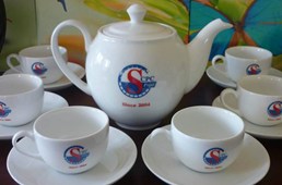 In Logo Bộ Tách Trà Gốm Sứ