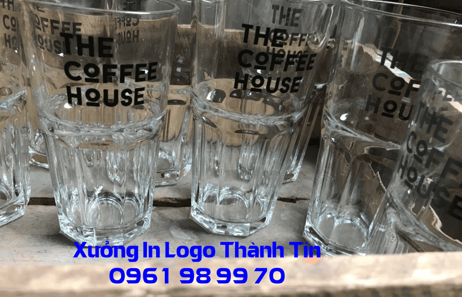 In Logo Coffee Lên Ly Thủy Tinh