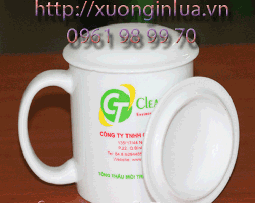 In Logo Lên Ly Sứ Có Nắp Minh Long