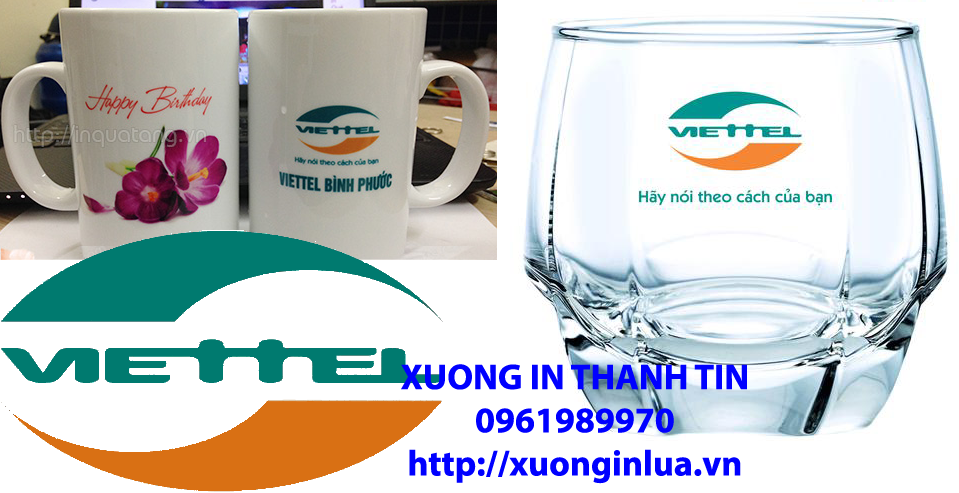In Logo Viettel Lên Ly Thủy Tinh, In Ly Sứ