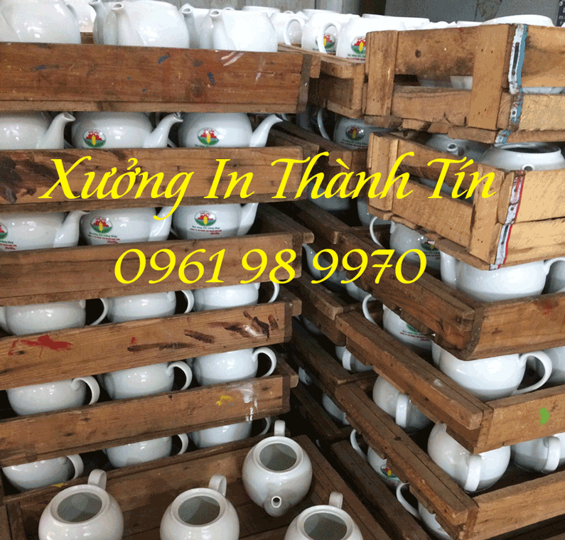 In Logo Lên Bộ Bình Trà Sứ, In Hình Lên Bộ Trà