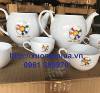In Logo Lên Bộ Bình Trà Sứ, In Hình Lên Bộ Trà
