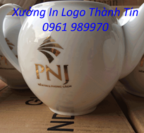 In Nhu Vàng Lên Bộ Bình Trà, In Logo Nhũ Vàng Lên Bộ Trà