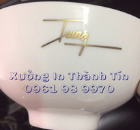 In Nhũ Vàng Lên Chén Sứ, In Logo Nhũ Vàng Lên Chén