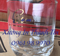 In Nhũ Vang Lên Ly Thủy Tinh, In Logo Nhũ Vàng